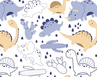 Lovely Dinosaur Cotton Fabric Dinosaur For Boys Cartoon Cotton Fabric Sold By Half Yard