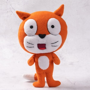 Scratch Cat Plush – Handmade Soft Toy Inspired by Scratch Mascot, Gift for Young Coder, Programming Plush Toy, Custom Cat Plush