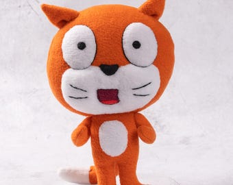 Scratch Cat Plush – Handmade Soft Toy Inspired by Scratch Mascot, Gift for Young Coder, Programming Plush Toy, Custom Cat Plush