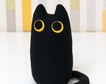 黒猫のぬいぐるみ - 手作りソフトトイ、黒猫のぬいぐるみ、猫好きへの