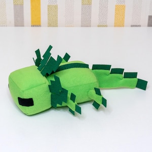 Green Axolotl Plush, Handmade Axolotl Soft Toy, Game Plushie, Custom Plush