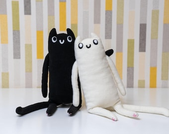手作りの黒猫、ポーズをとれるぬいぐるみ、ぬいぐるみギフト、 - Etsy 日本