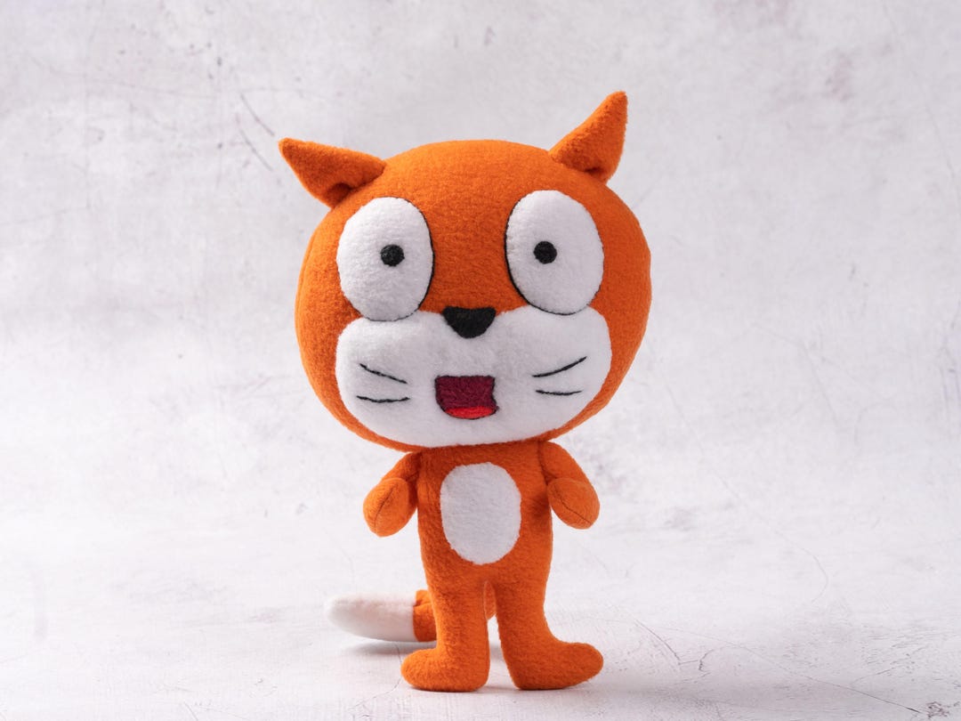 Scratch Cat Plush Handmade Soft Toy Inspired By Scratch Mascot Gift 