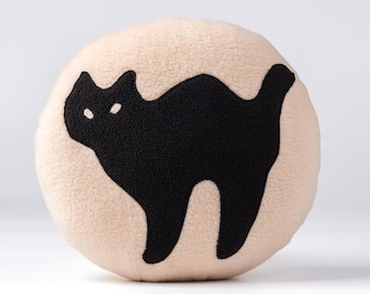 Peluche de galleta de azúcar de Halloween - Almohada hecha a mano, Almohada de comida adorable, Peluche de gato, Peluche de gato negro, Almohada para hornear galletas