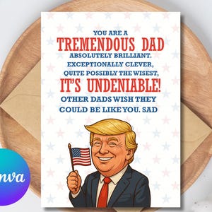 Grappige Trump Vaderdagkaart afdrukbaar | "Jij overtreft alle andere vaders" | Verjaardagskaart voor vader opa stiefvader direct digitale download