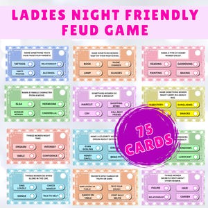 Ladies Night Party Game, Fun Feud-Style Printable Activity, Instant Download PDF, Bridal Shower Game, Bachelorette Game, Adult Party Game