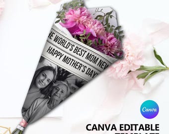 Editable Mother's Day Newspaper Card: Personalized Canva Template (Digital Download)