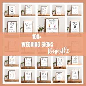 100+ Wedding Signs Bundle, Minimalist Editable Canva Templates, Printable Modern Reception Signage Set, DIY Wedding Decor Instant Download