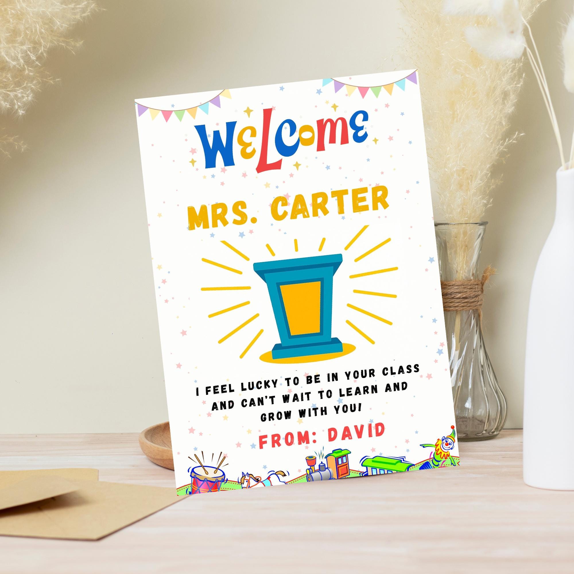 Editable Teacher Welcome Back Card: Printable Classroom Gift (canva ...