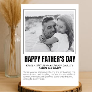 Carte Joyeuse fête des pères pour papa, cadeau de fête des pères beau-père, cadeaux de première fête des pères | Modèle de toile personnalisable, cadeau souvenir imprimable