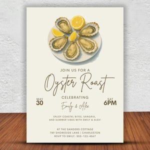 Charming Oyster Roast Invitation, Oyster Roast Invite, Couples Wedding bridal Shower, Seafood Raw Bar, Birthday, Engagement Party