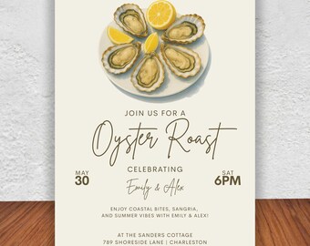 Charming Oyster Roast Invitation, Oyster Roast Invite, Couples Wedding bridal Shower, Seafood Raw Bar, Birthday, Engagement Party