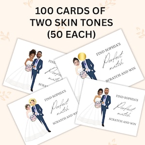 Bridal Shower Games Bundle, Find the Groom Scratch Off Cards, Couples Shower Printable, Bachelorette Party Game Set of 100 Skin Tones