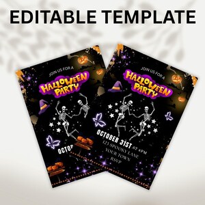 Halloween Invitation Template, Editable Halloween Party Invite, Kids Halloween Birthday, Pastel Girly Spooky Boo-day, Instant Download