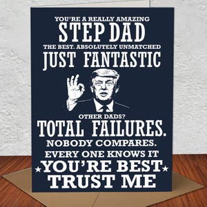 Grappige stiefvader vaderdagkaart, beste vadercadeau ooit van dochter of kinderen, perfect voor een gelukkige eerste vaderdag en stiefvaderfeest.