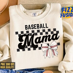 Retro Baseball Mama PNG Checkered, Baseball Mama, Retro Checkered Mama Sublimation, Baseball Coquette Bow, Baseball Ribbon Bow,