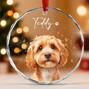 Personalized Watercolor Pet Photo Ornament, Dog Portrait Custom Memorial Keepsake Ornament