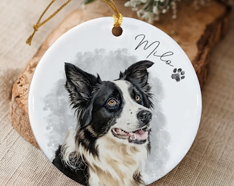 Personalized Pet Photo Christmas Ornament, Custom Dog Portrait, Keepsake Gift