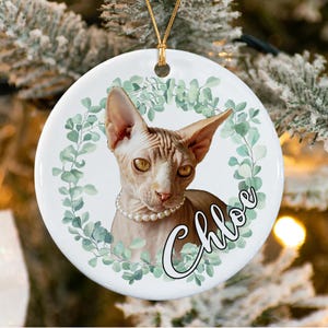 Custom Cat Photo Christmas Ornament 2025, Sphynx Cat Ornament, Cat Christmas Ornament, Cat Holiday Ornament, Christmas Gift For Cat Lover