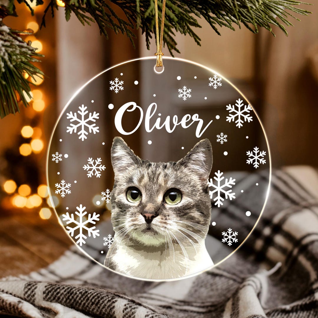 Personalized Cat Photo Christmas Ornament, Custom Pet Ornament 2025 ...