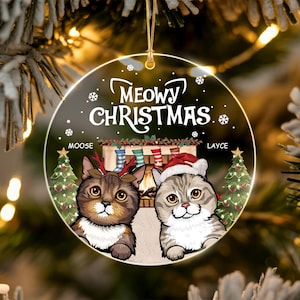 Custom Meowy Christmas Ornament 2025, Personalized Cat Christmas Ornament, Meowy Catmas Ornament, Cat Lover Gift, Pet Christmas Keepsake