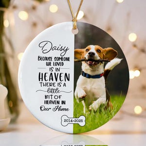 Dog Memorial Ornament, Custom Pet Photo Memorial Christmas Ornaments, Pet Remembrance Gift, Xmas Gift For Dog Lovers, Loss Of Dog Ornament