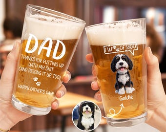 Custom Dog Dad Glass Father's Day Gifts, Dog Dad Gift, Pet Owner Gift