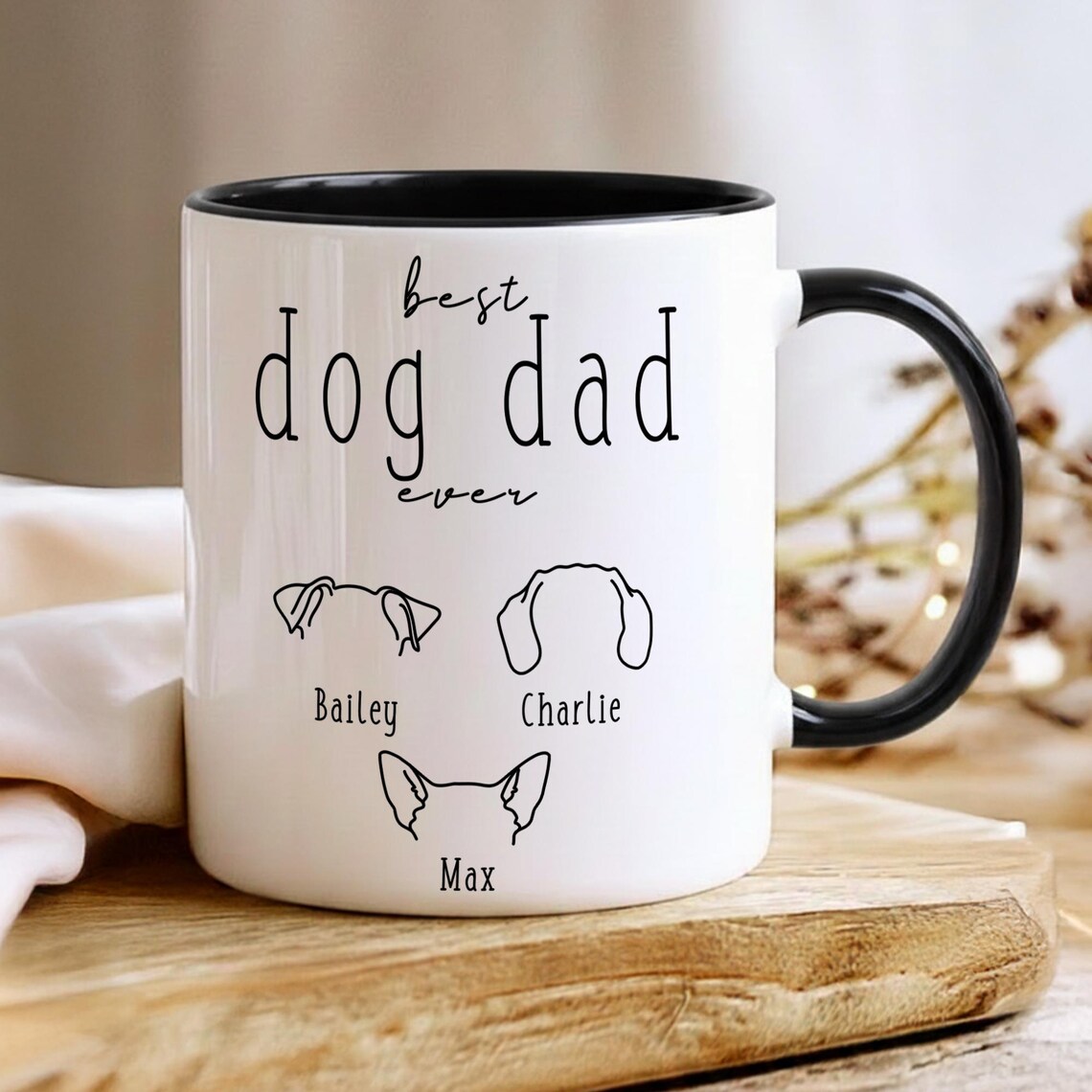 Best Dog Dad Ever Custom Dog Ears Mug.