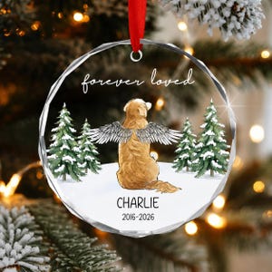 Personalized Dog Memorial Ornament, Angel Wings, Christmas Keepsake