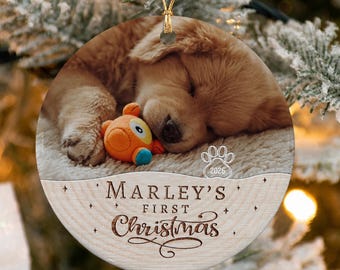 Personalized Dog First Christmas Photo Ornament, Pet Lover Gift