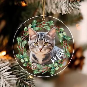 Custom Cat Photo Christmas Ornament 2025, Custom Cat Portrait Photo Ornament, Custom Cat Ornament With Photo & Name, Christmas Ornament