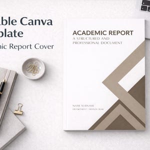 Warm Stone Academic Report Cover Template | University Thesis Cover | Minimal Structured Canva Design | Editable Digital Download