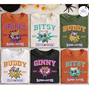 Super Cat Kitties Embroidered Hoodie, Cartoon 2025 Embroidered Sweater, Super Cat Embroidered Shirt, Embroidered Shirt ESS236-239.H