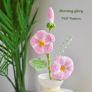 Morning Glory Flower Crochet Pattern, Flower Bouquet Crochet Pattern, Crochet Gift for Her, Crochet Flower Arrangement, Flower PDF Pattern