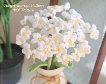 Forget me not Flower Crochet Pattern, Flower Bouquet Crochet Pattern, Crochet Gift for Her, Crochet Flower Arrangement, Flower PDF Pattern