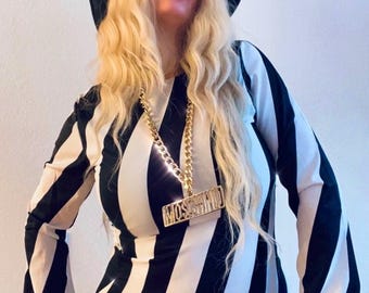 FABULOUS statement  BLACK WHITE stripe dress