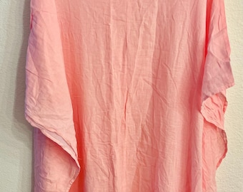 FABULOUS BABY PINK classic cut  cotton Kaftan vacation resort wear Beachy