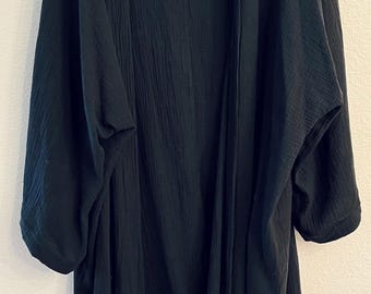 BLACK DOUBLE GAUZE full length Large classic kimono