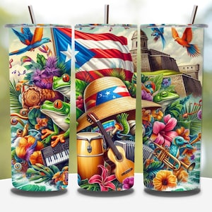 Puerto Rico Tumbler Wrap PNG, Puerto Rico Flag Tumbler Wrap, Digital Download, Soy Boricua Design, Puerto Rico Boricua Digital png Design