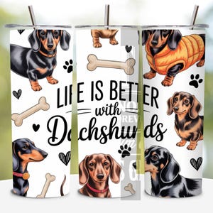 Dachshund Tumbler Wrap PNG, 20 oz Skinny Tumbler Sublimation Design Instant Digital Download Only, Dachshund Mom Dog Tumbler Wrap