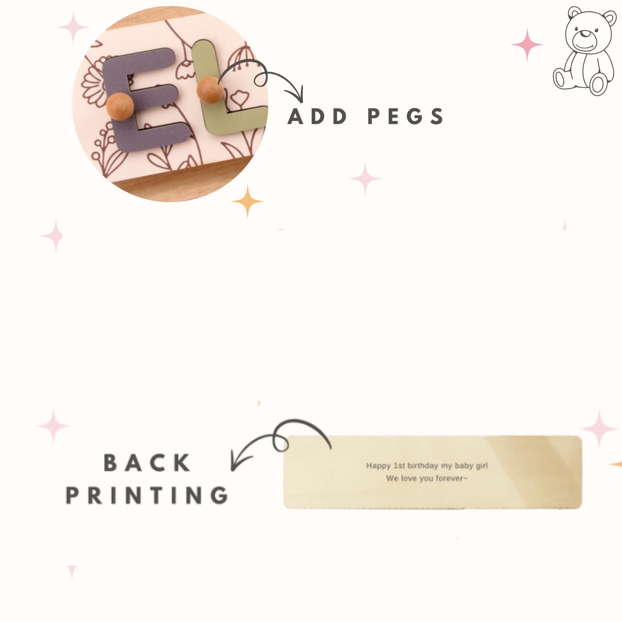 Montessori Farm Animal Name Puzzle With Pegs, Wooden Barnyard Busy ...