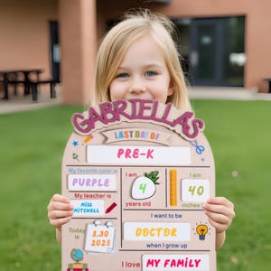 First And Last Day Of School Sign, Reusable Back to School Sign For Photos, Reusable Dry Erase Board, Custom Name 1st Day Of School Board