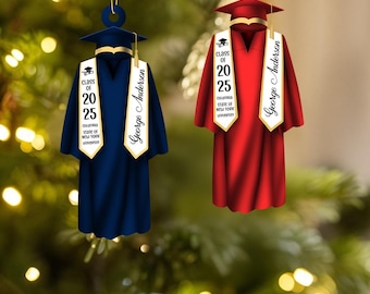 Ornement de remise des diplômes en bois personnalisé, Ornement personnalisé de la promotion 2025, Cadeau pour l'obtention du diplôme d'études secondaires, Diplômé de l'université, Cadeau pour jeune diplômé