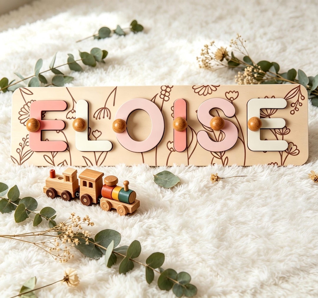 Personalized Wooden Name Puzzle With Pegs | Montessori Baby Toy ...