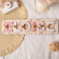 Personalized Name Puzzle, 2nd Birthday Gift, Toys for Toddler, Nursery Decor, Patterned Flower Puzzle, Baby Boy Gift, Baby Girl Busy Board
