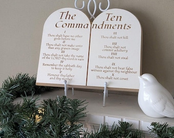 Gegraveerde tien geboden KJV houten muurdecoratie - christelijk cadeau