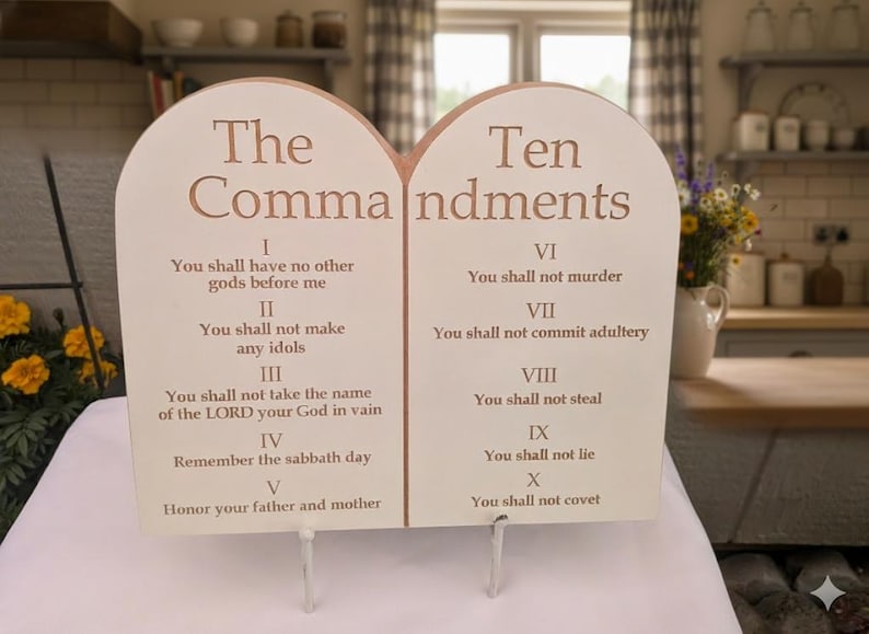 Engraved Ten Commandments Wooden Wall Decor - Christian Gift -white - Etsy