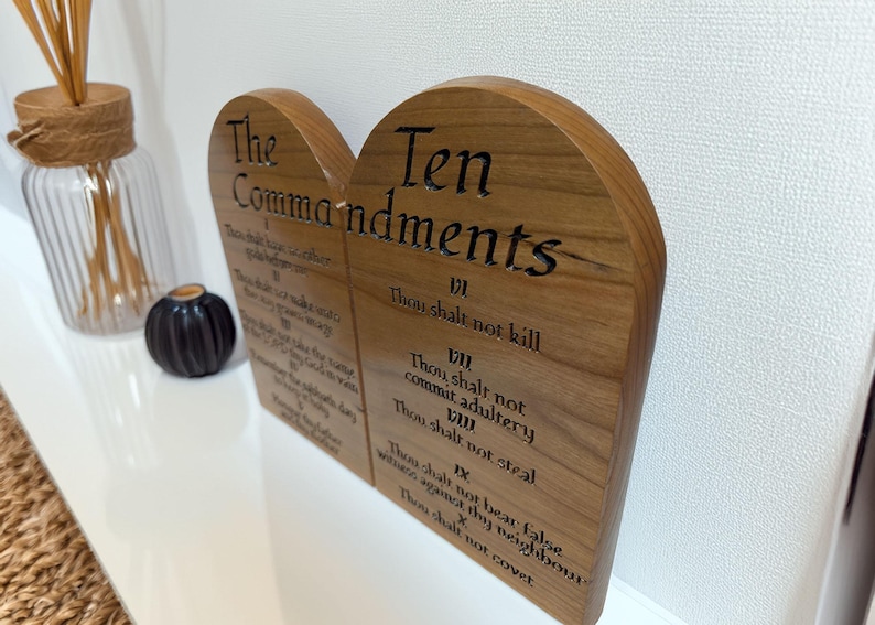 Ten Commandments Fancy Engraved Cherry Wood Ten Commandments: Christian Home Decor - Etsy