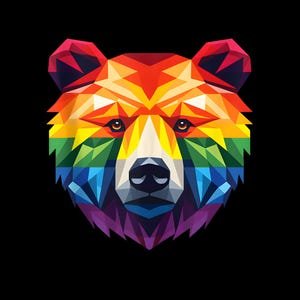 Geometric Bear in LGBT Flag, Gay Pride Bear png, Bear LGBTQ PNG, Bear Gay Pride, Lgbtq png, Bear Gay Download, Digital Download