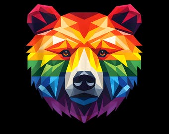 Oso geométrico con bandera LGBT, Oso Orgullo Gay PNG, Oso LGBTQ PNG, Oso Orgullo Gay, Lgbtq PNG, Oso Gay Descargar, Descarga digital